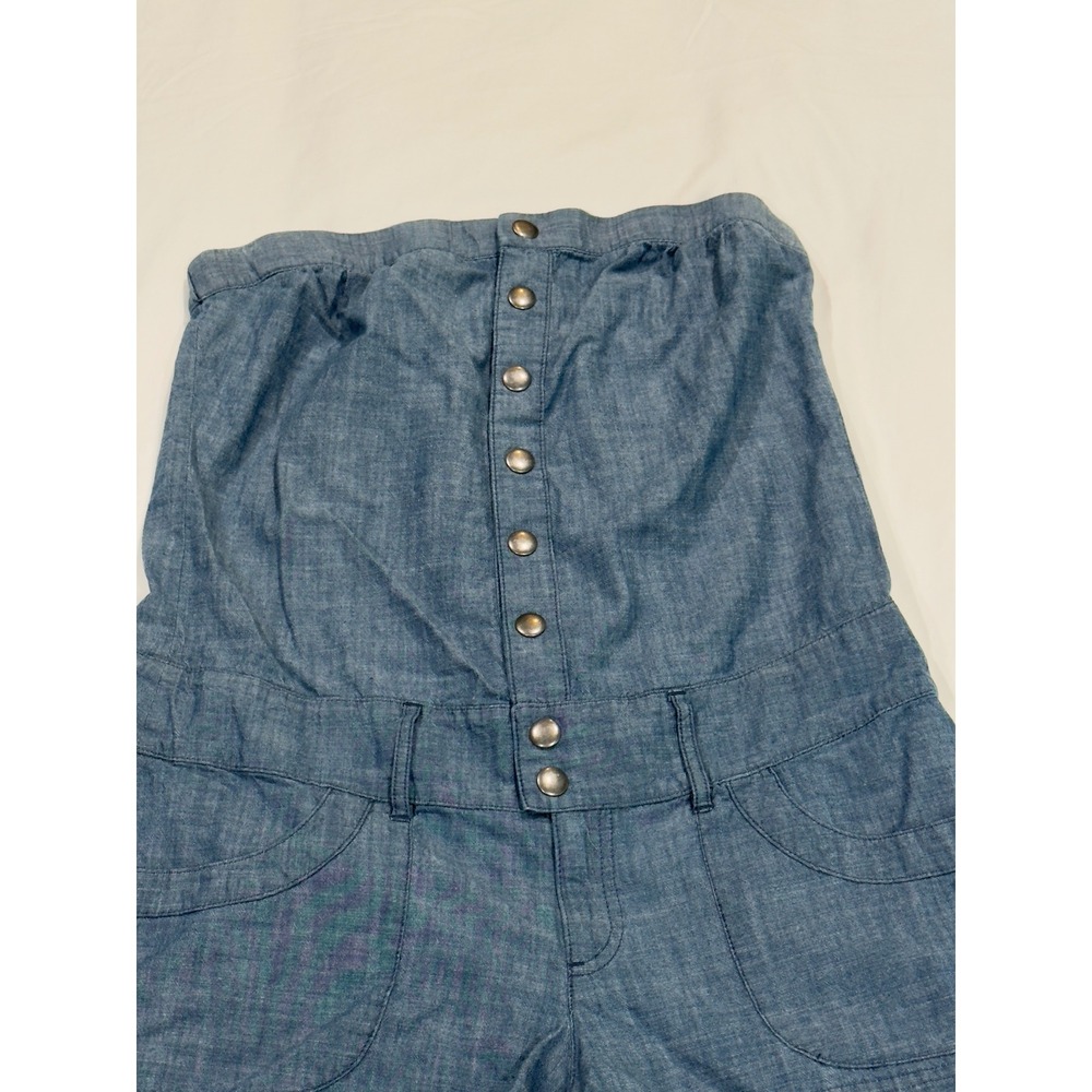 Express Womens Chambray Button Front Strapless Ro… - image 4